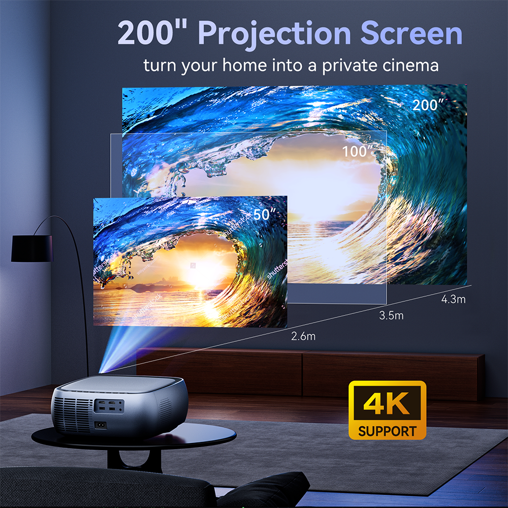 SUREWHEEL K10 Native 1080P 4K Portable Projector